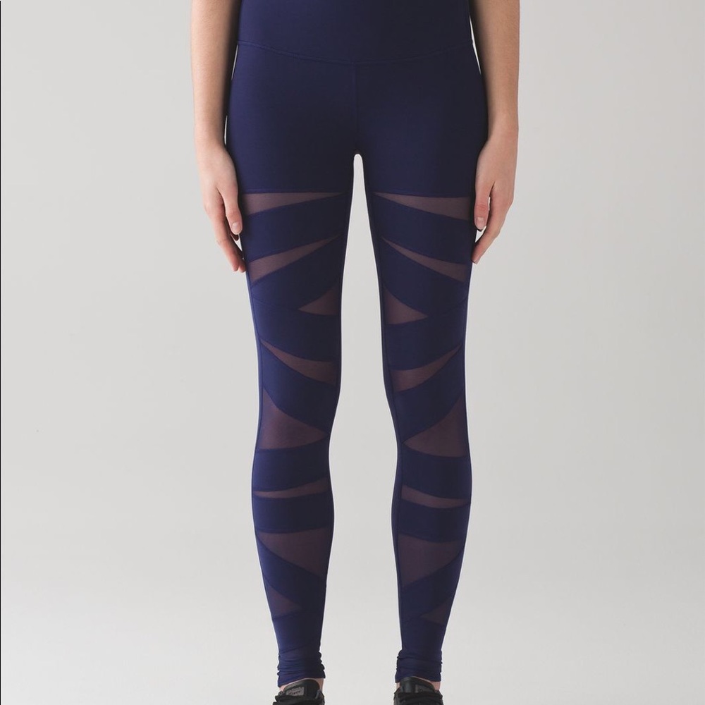 Lululemon Wunder Under Pant Hi-Rise Tech Mesh Navy